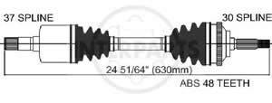 Semieje Garma Mercedes Benz ML 98/03 Izq 630mm 30/37M