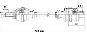 Semieje Garma Renault Clio 2 98/..Der 730mm 21/23