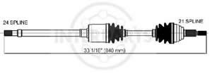 Semieje Garma Peugeot 205D 87/.. Der 840mm 21/24 Mang 350mm