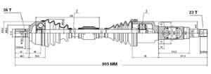 Semieje Garma Ford Focus II 1,6 04/.. Der 902mm 36/23 D350mm