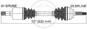 Semieje Garma Peugeot 307 1.6 2.0D Izq 625mm 25/24 M62mm