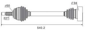 Semieje Garma Volkswagen Gol Trend Izq 540mm 22/ø 100mm