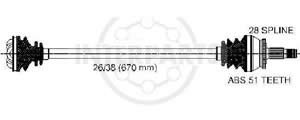 Semieje Garma Renault Master 01/12 Izq 670mm 28/Triceta